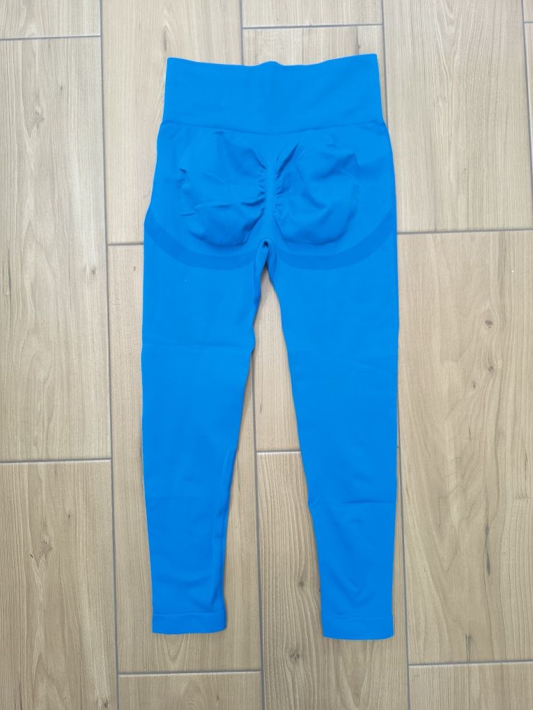 Niebieskie bezszwowe legginsy M push up wysoki stan nowe