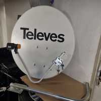 Antena satelitarna Televes + konwerter i uchwyt .