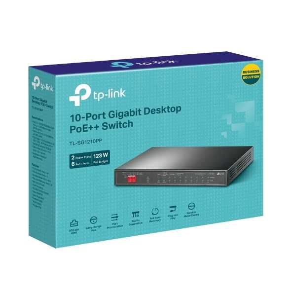 Switch TP-Link TL-SG1210PP – 10 Portas Gigabit (6x PoE+ / 2x PoE++)