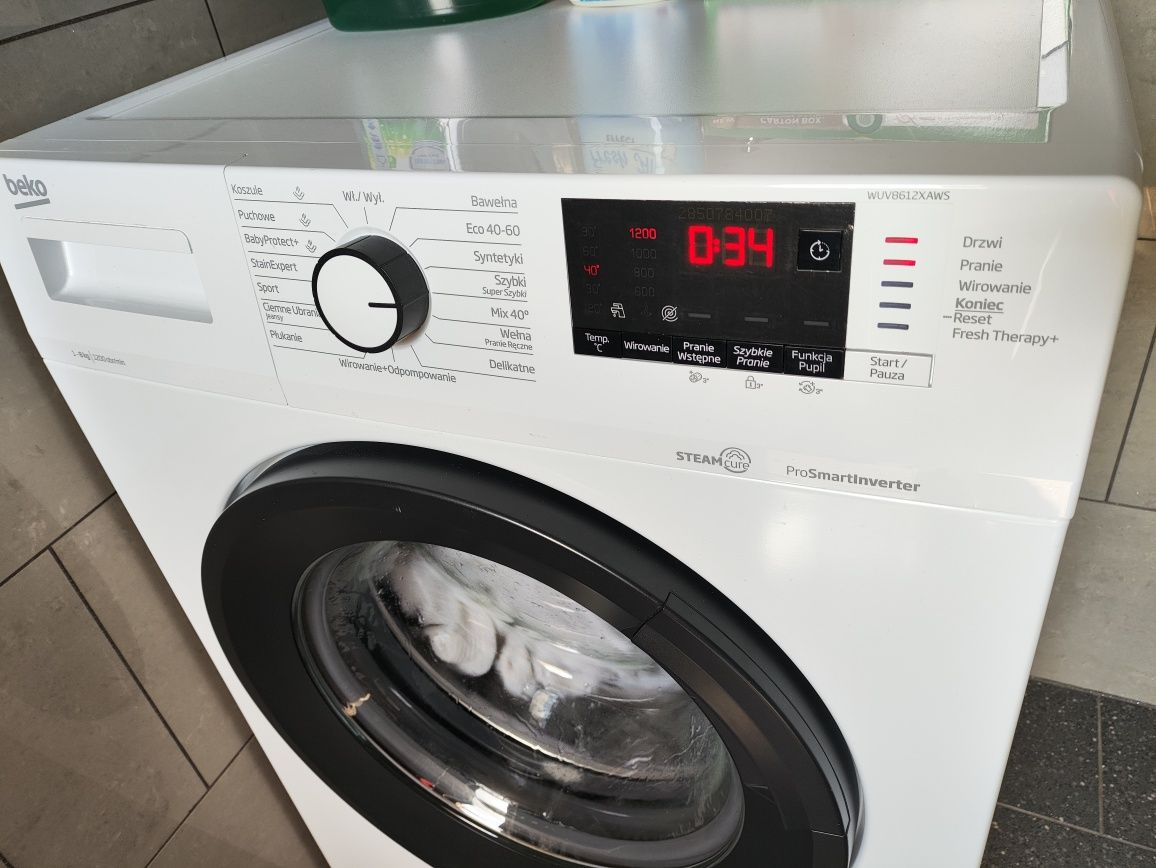 Beko Pralka WUV8612XAWS ProSmartInverter 8kg 1200obr SteamCure Biała