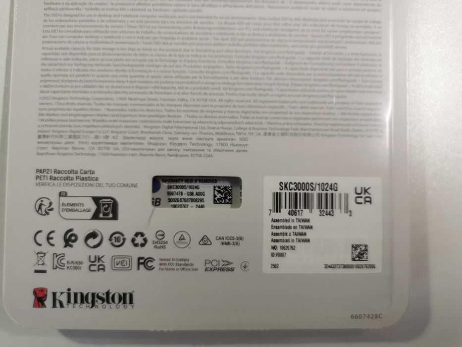 Накопичувач  Kingston KC3000 1TB M.2 2280 NVMe PCIe Gen 4.0 x4 Новий