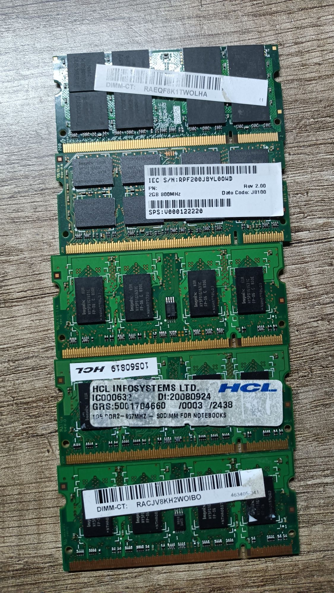 Pamięć RAM DDR2 1GB 2GB 5szt. do laptopa