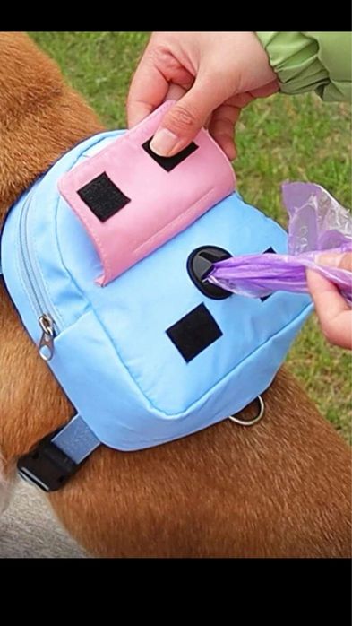 Szelki dla psa z plecakiem nowe niebieskie