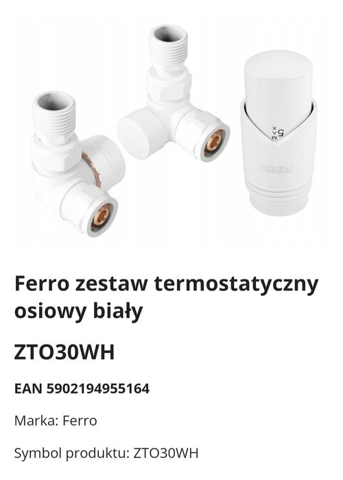 Zestaw termostatyczny osiowy Ferro ZT030WH