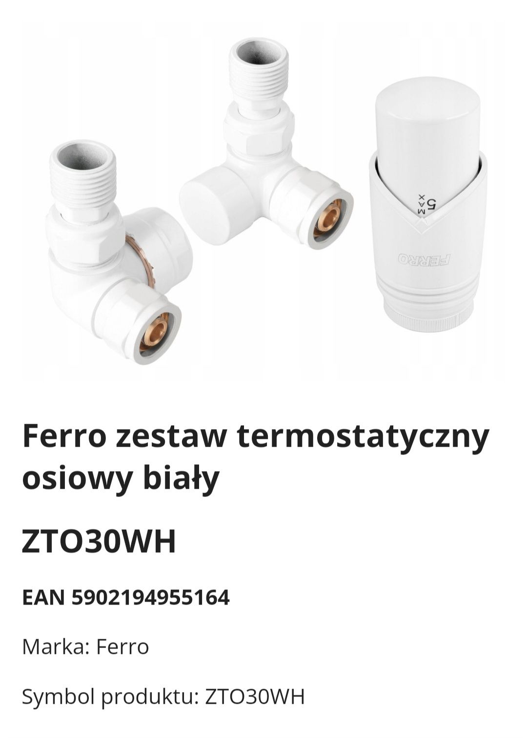 Zestaw termostatyczny osiowy Ferro ZT030WH