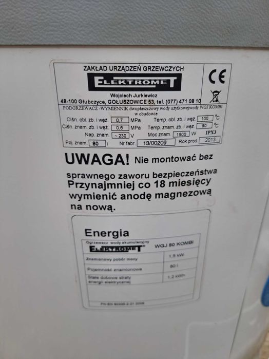 Bojler elektryczny 80L.