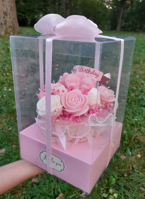 Flower box ze świec sojowych/box prezentowy