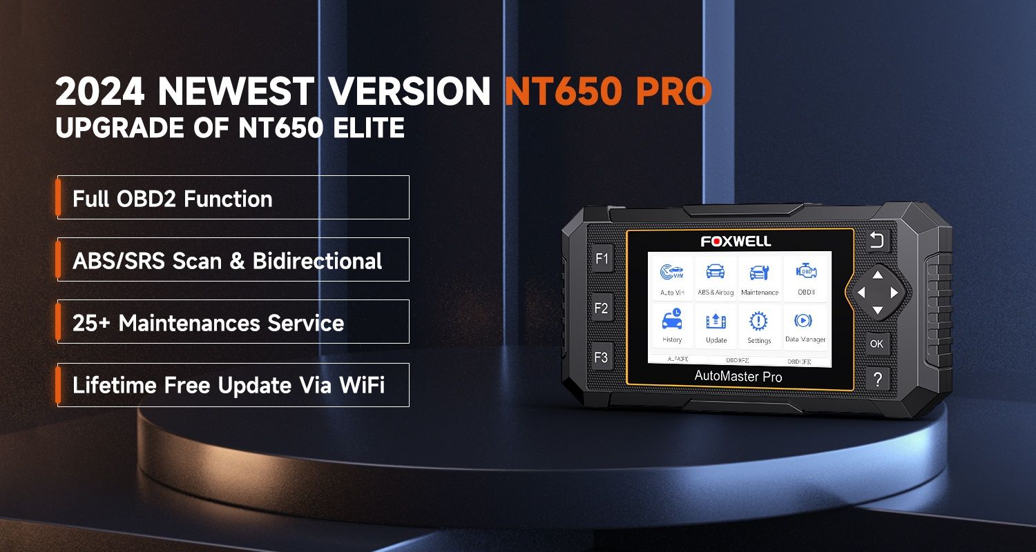 Máquina Diagnóstico FOXWELL NT650 PRO OBD2 ABS SRS e +26 Serviços NOVO