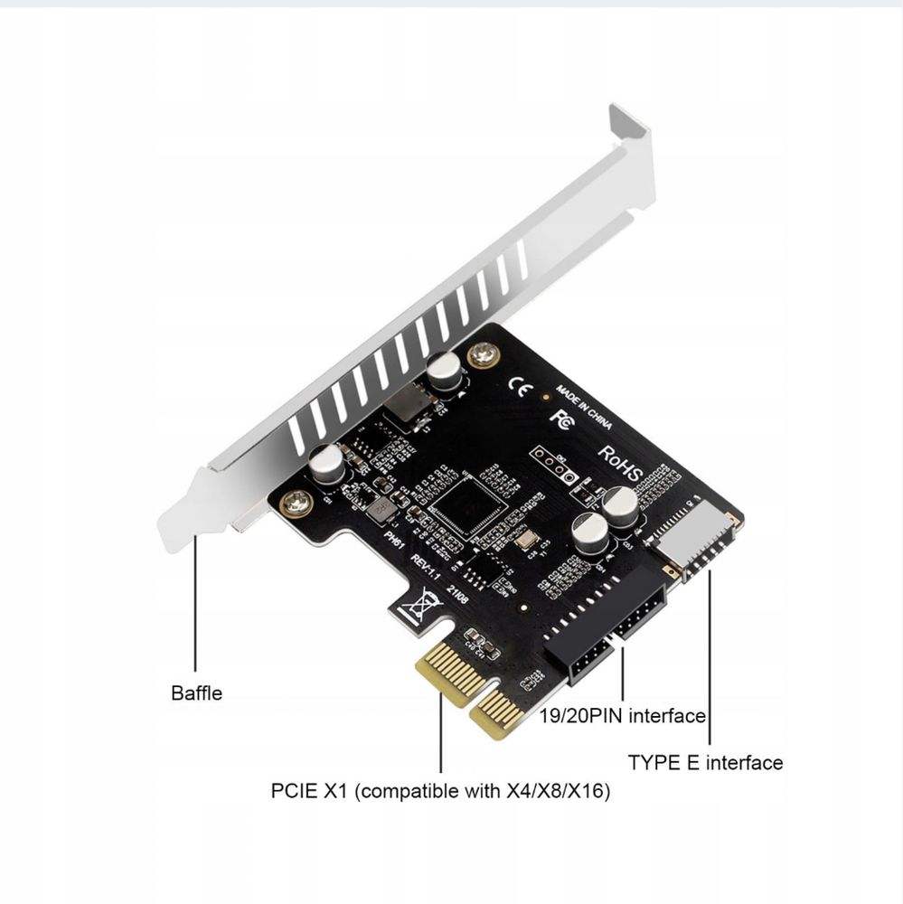 Karta rozszerzeń PCIE na USB 19Pin