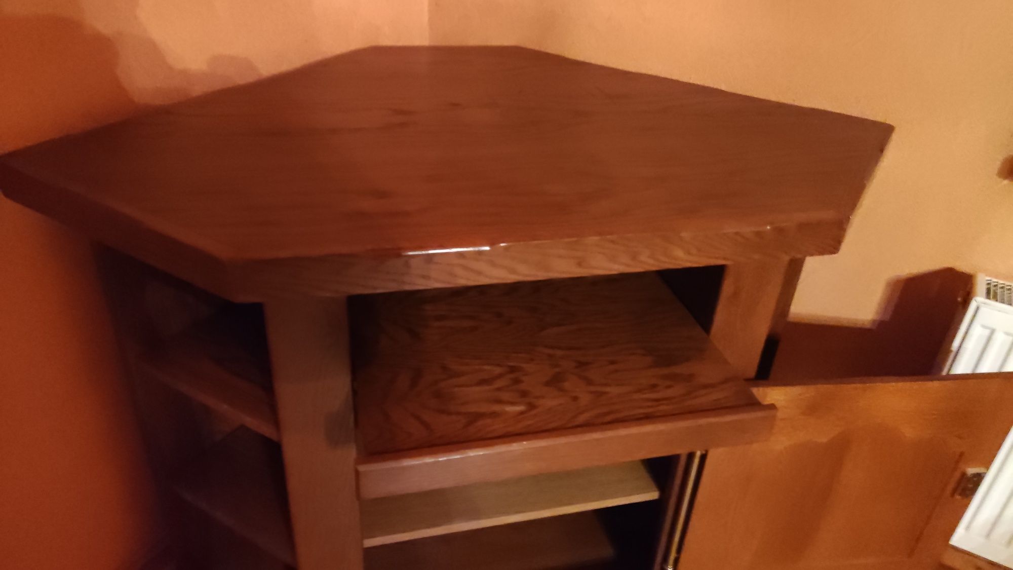 Ciężka, narozna, dębowa szafka pod TV
