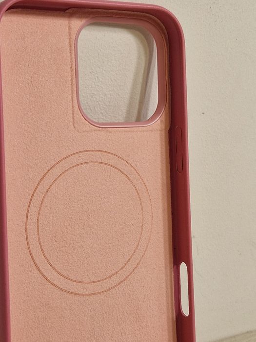 MagSafe Leather Case Iphone 16 Pro Różowy + szklo 9h GRATIS