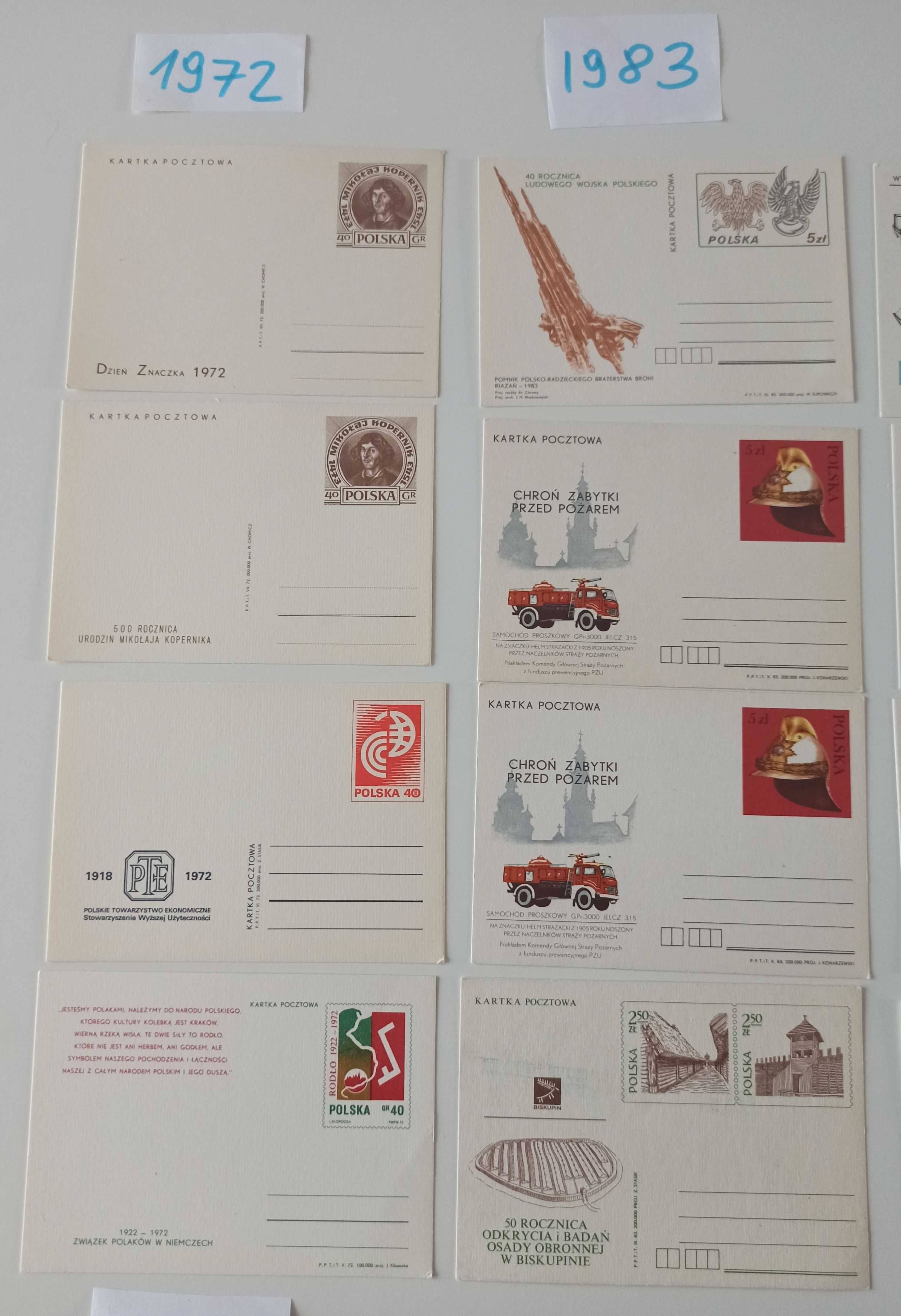 pocztówki 1972 znaczki pocztowe 1982 koperty na listy 1983 29 sztuk