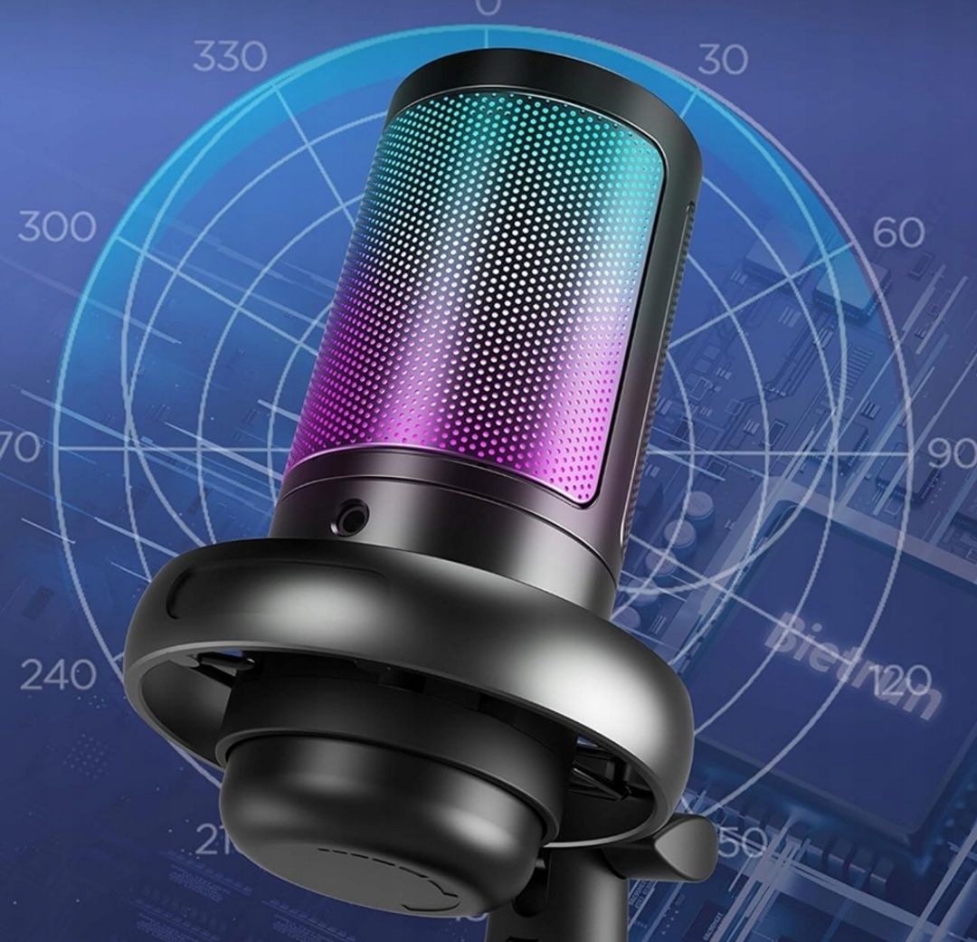 Gamingowy Mikrofon RGB z Przycisk Mute i Pop Filtrem