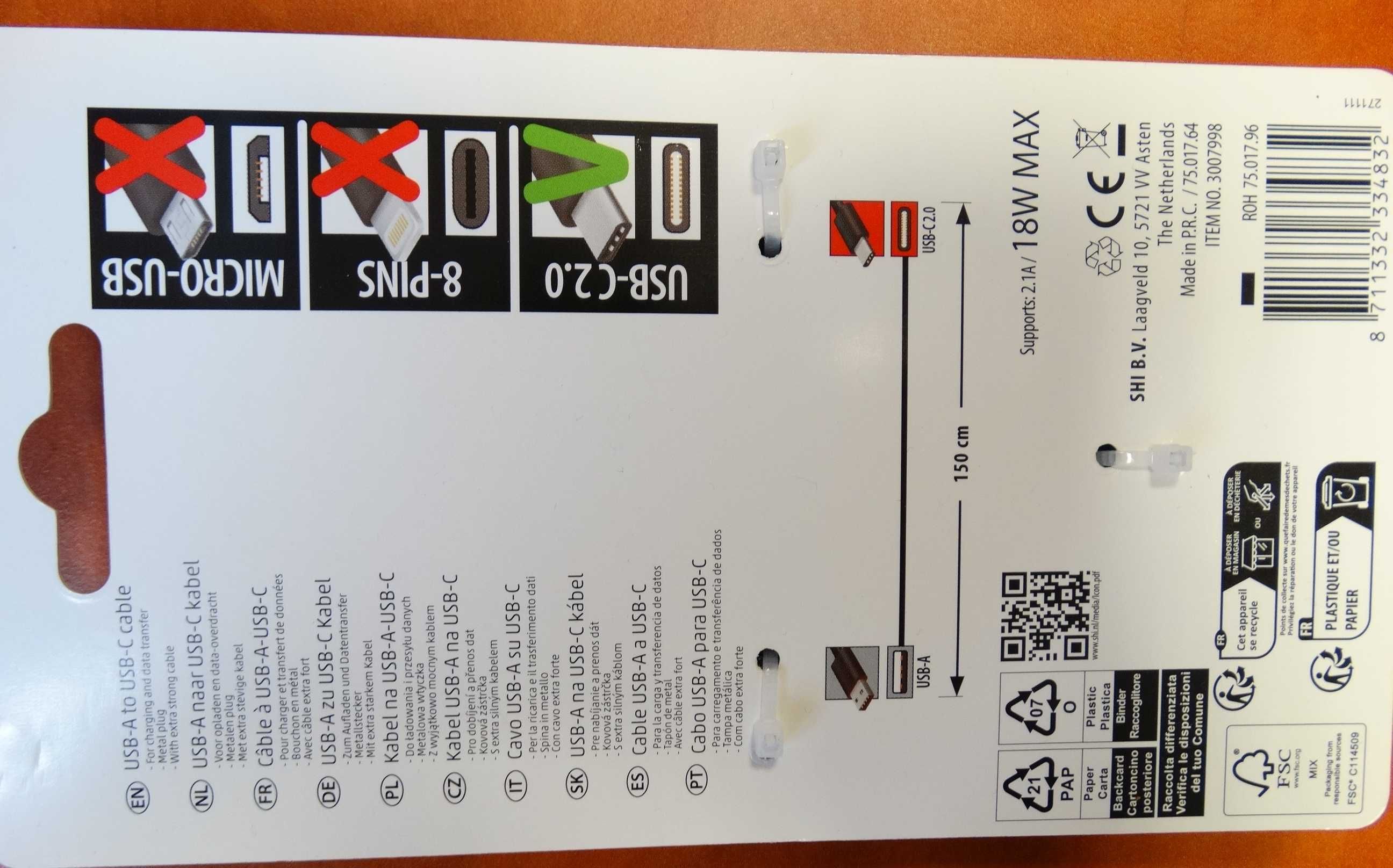 kabel USB typ C 1,5m do ładowania i przesyłania danych do Samsung