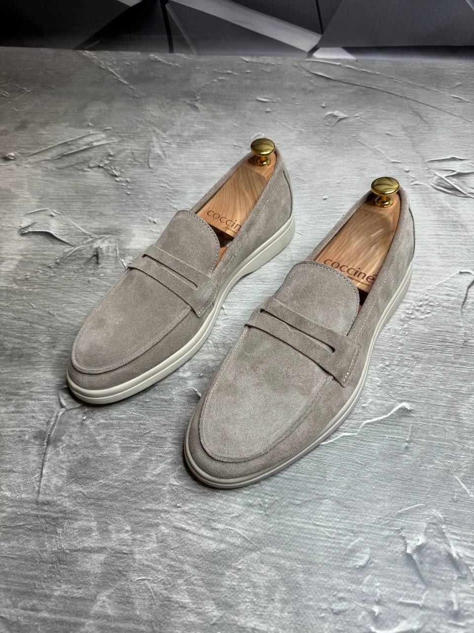 Лоферы замшевые бежевые мужские LORO PIANA Suede BEZH! Туфли Лоферы!