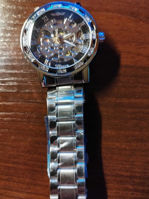 zegarek srebrny SKELETON mechaniczny na RUBINACH --> metalowy