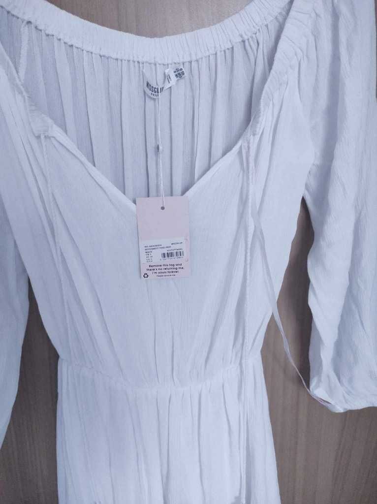 Sukienka biała zwiewna na podszewce,lato 32-34