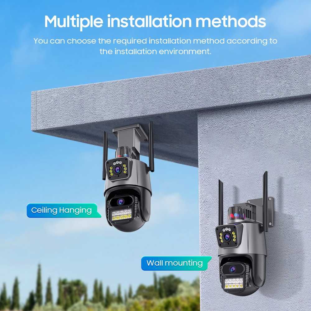 Kamera IP 8MP Dual Lens ULTRAHD WIFI PTZ podgląd na telefon MONITORING