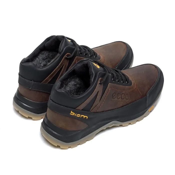 Чоловічі зимові черевики ECCO  Коричневі мужские кожаные кроссовки Екк
