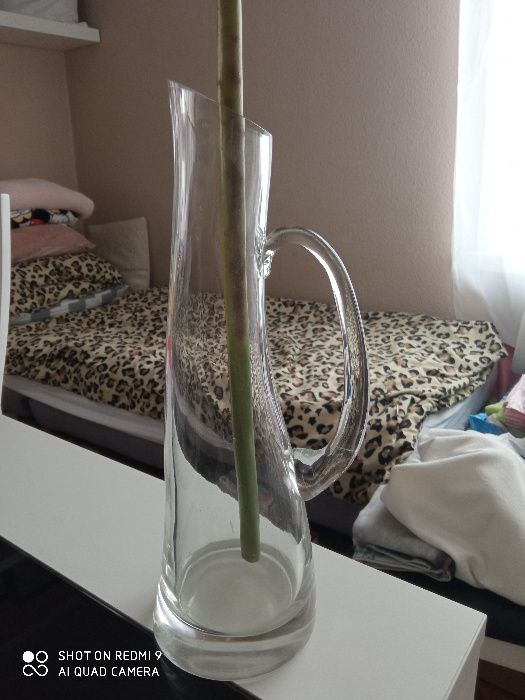 Nowoczesny wazon GRUBE SZKŁO ciężki stabilny WYS. 38 cm DUŻY