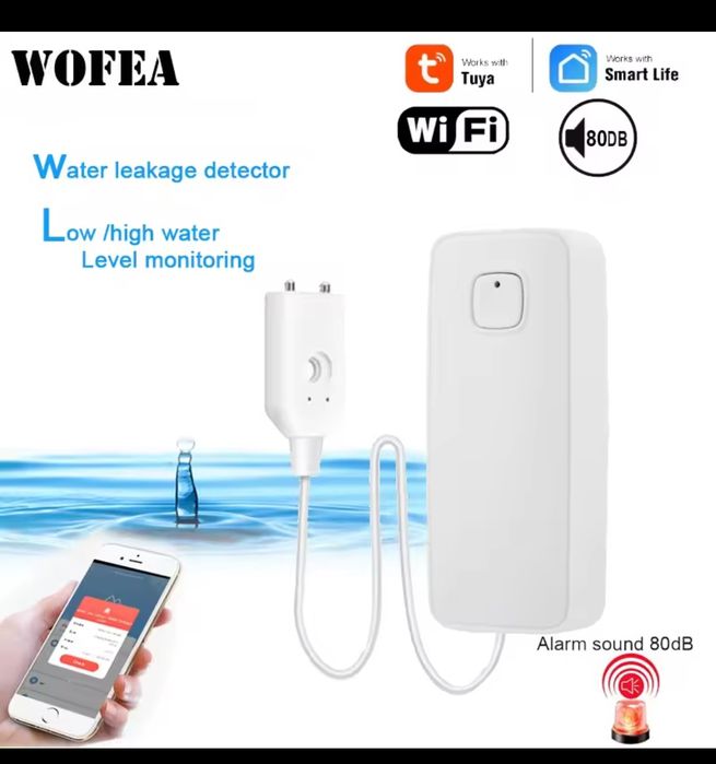 Датчик 433 МГц воды сигнализация - Tuya - Smart life -2025-