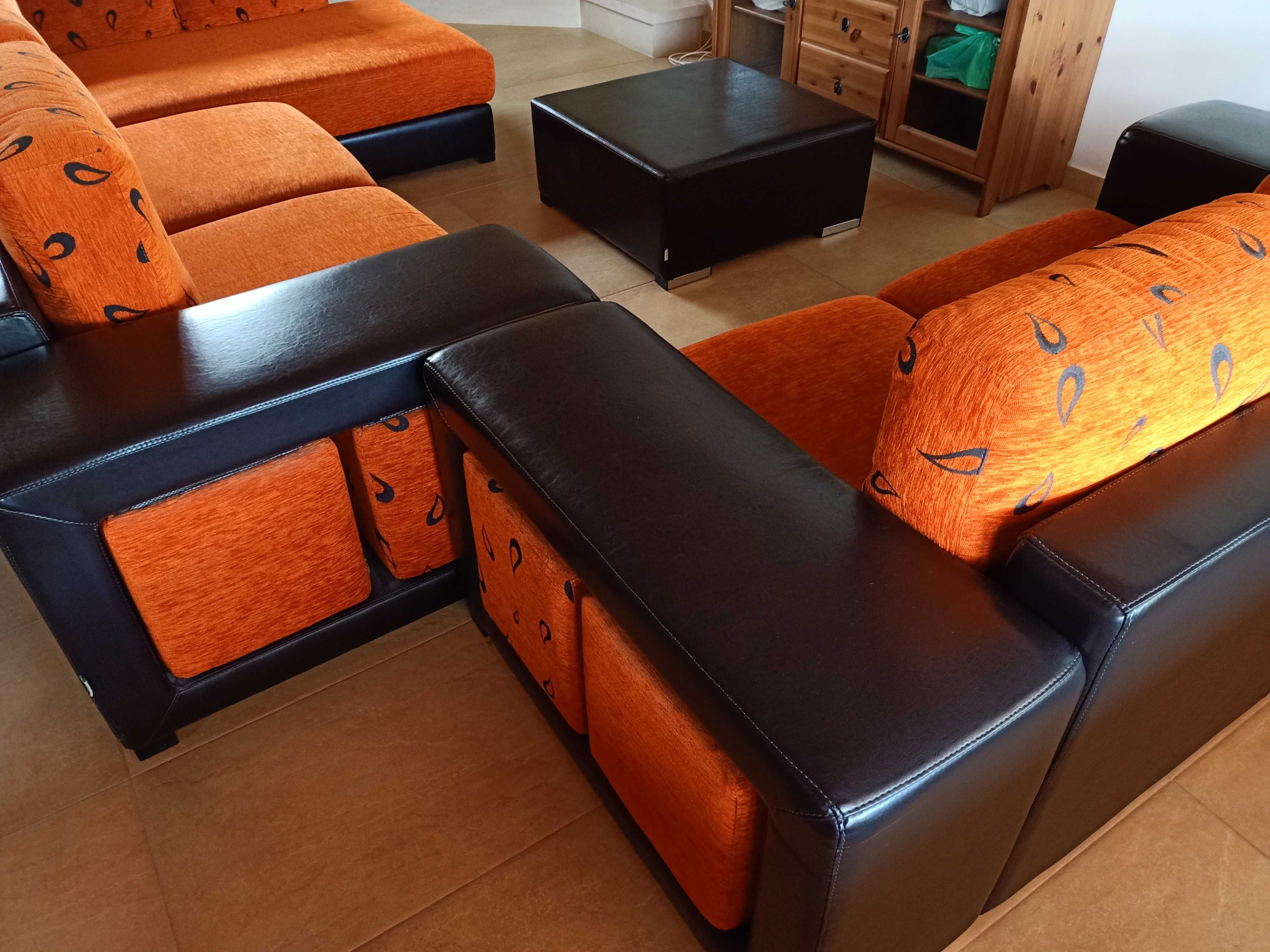 Conjunto 1 sofa de pele 3 lugares max. +  mesa