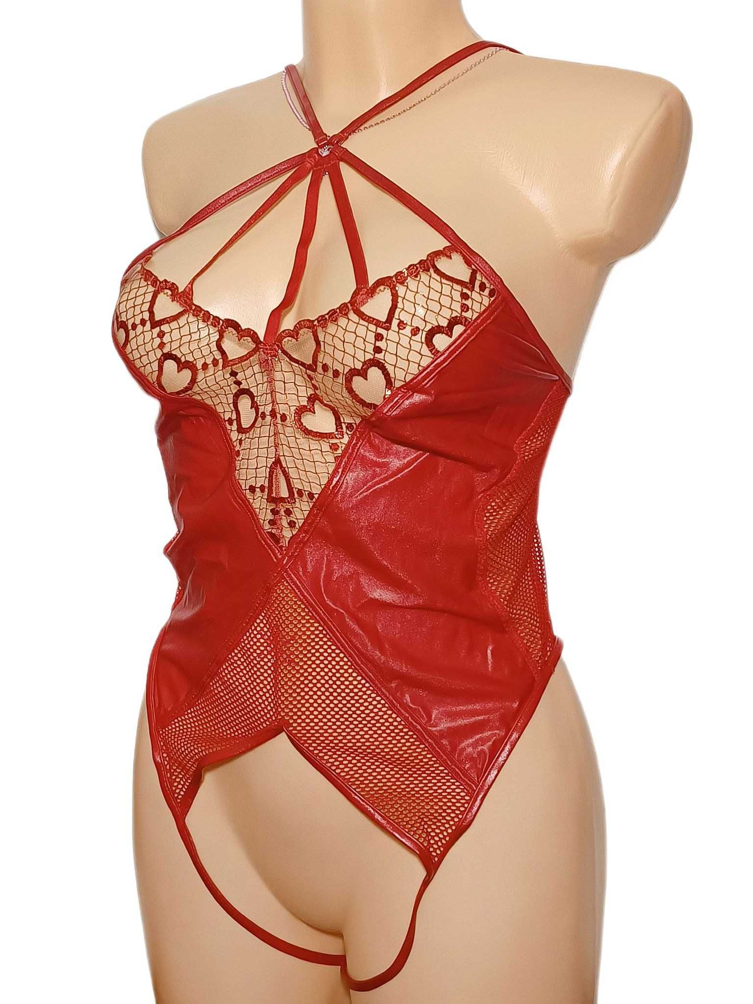 Savage X Fenty Body damskie czerwone serduszka L