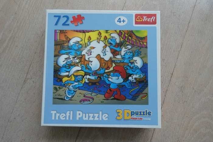 Puzzle Smerfne Urodziny 72el.; efekt 3D; TREFL