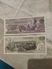 Banknoty Meksyku  5 i 100 pesos