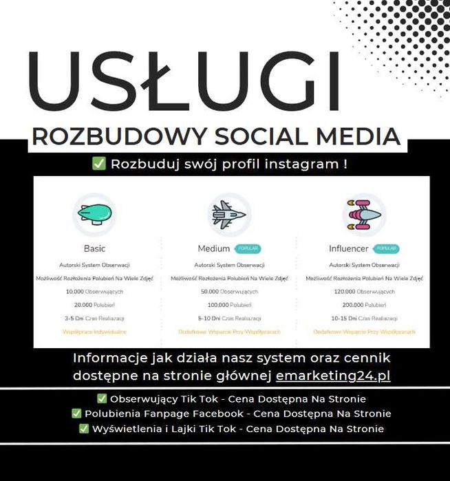 Wsparcie AI Wyświetlenia Tik Tok Youtube Marketing Tworzenie Stron Ads