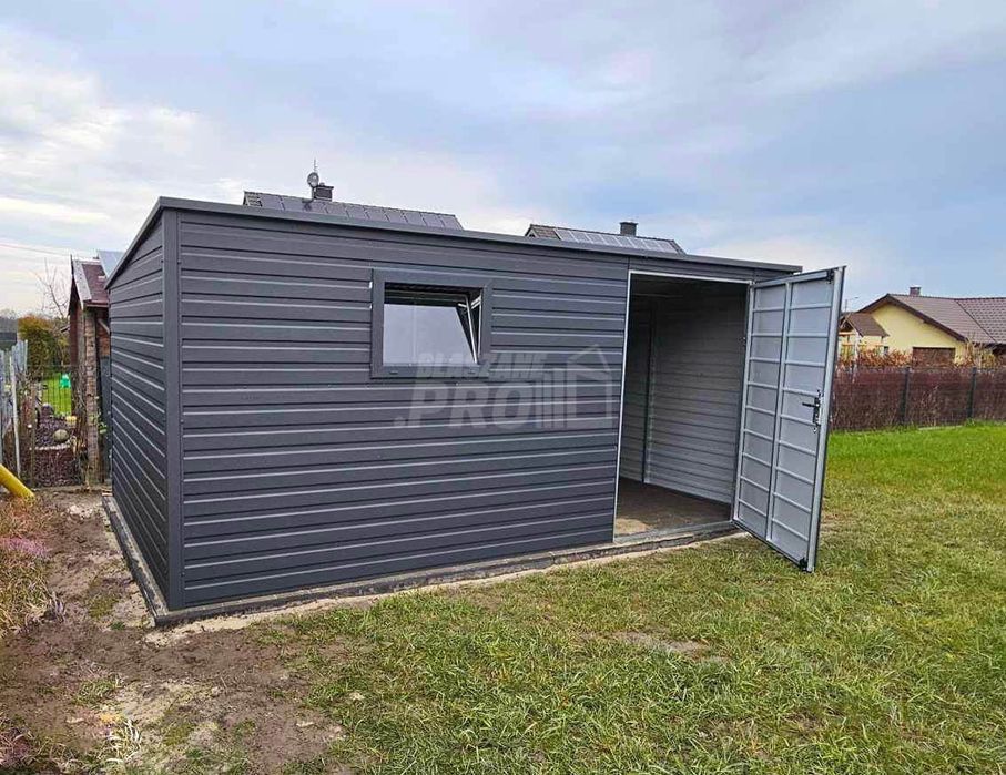 Domek Ogrodowy Schowek 6x3  okno Antracyt - dach spad w tył  GP352