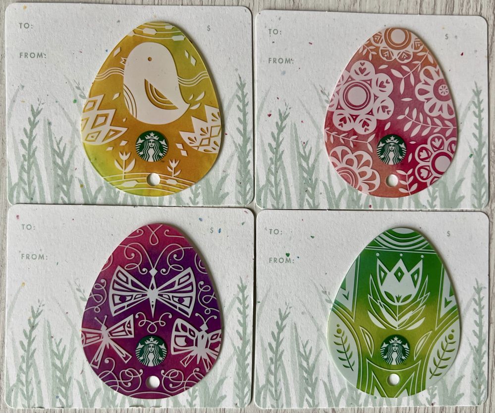 Starbucks cards 2016 Easter eggs, set 4 pcs