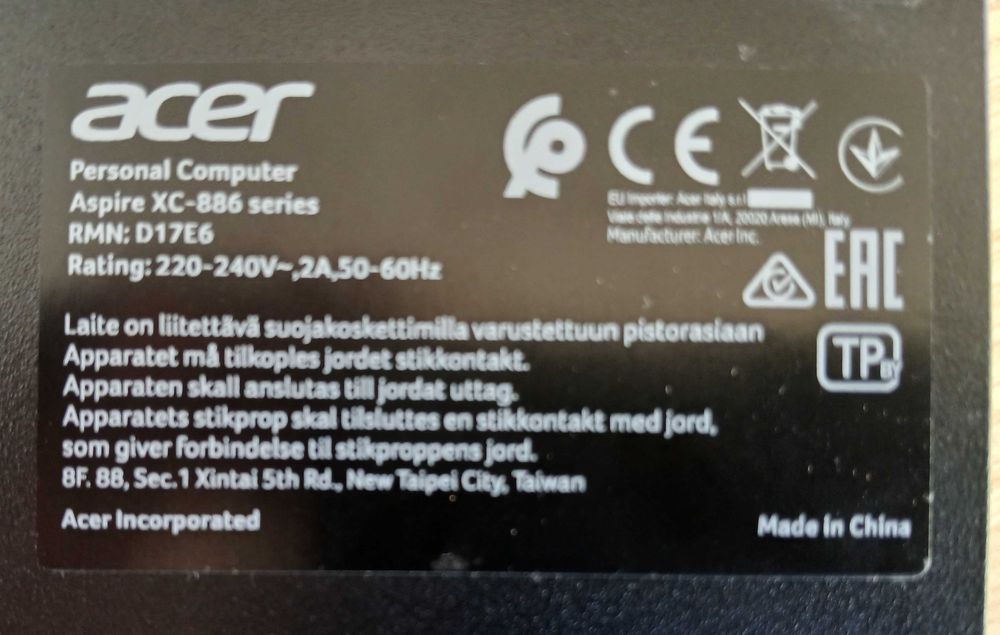 Komputer Acer aspire XC-886, procesor i5 + karta NVIDIA GeForce