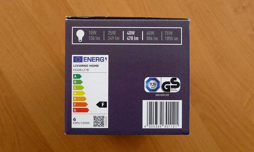Żarówki LED LIVARNO LIDL 5,5W 470lm 2700K białe cieple - komplet 6 szt