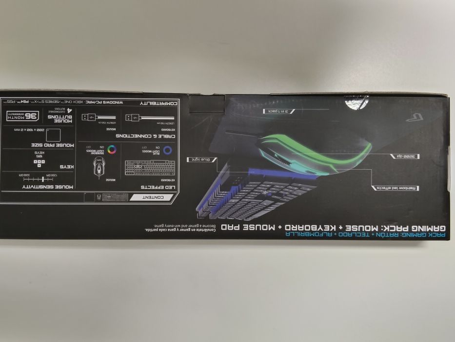 Conjunto gaming led teclado + rato + mouse pad