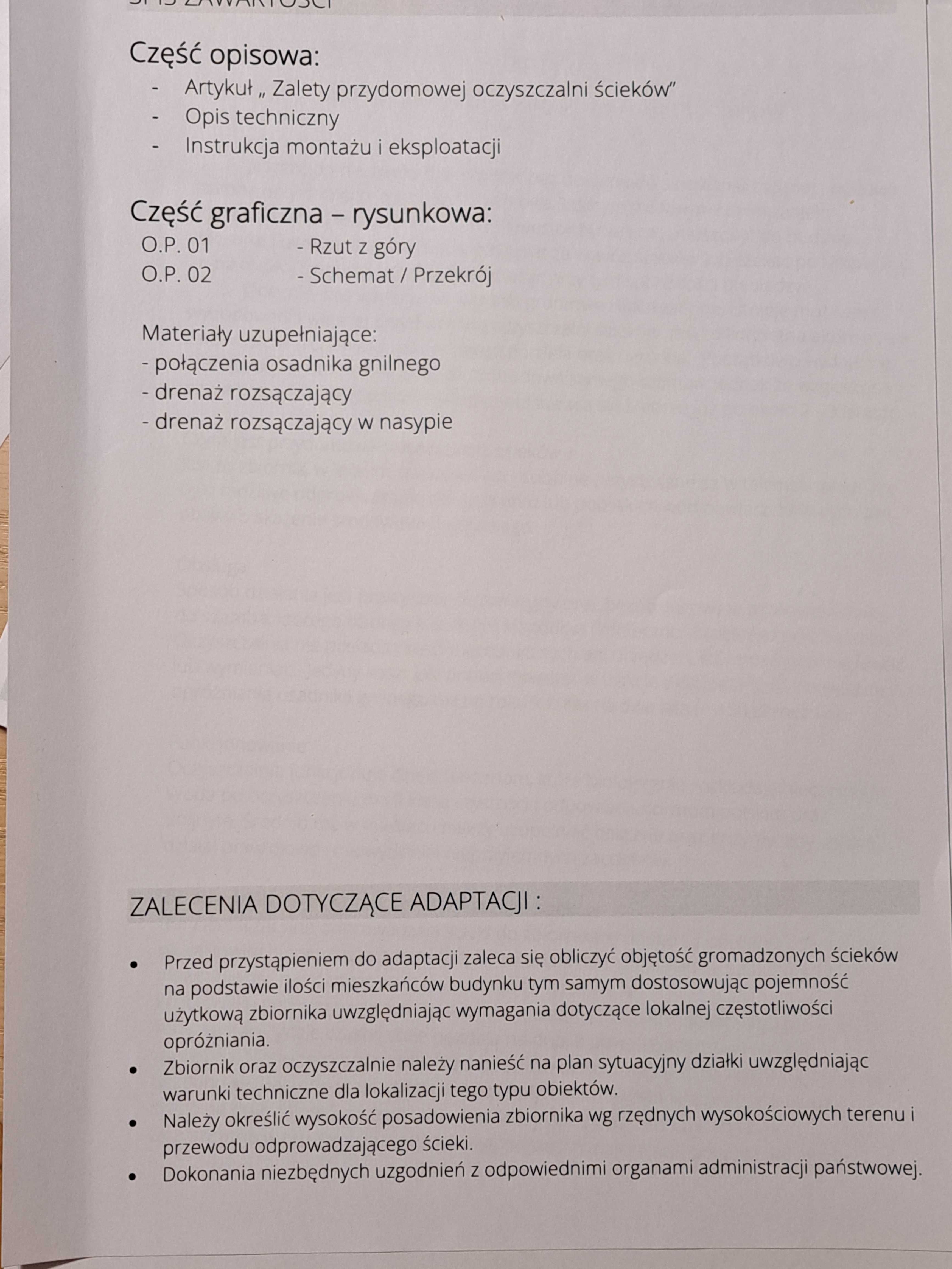 Przydomowa biologiczna oczyszczania ścieków projekt