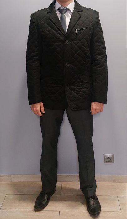 Kurtka elegancka pikowana męska  czarna do garnituru