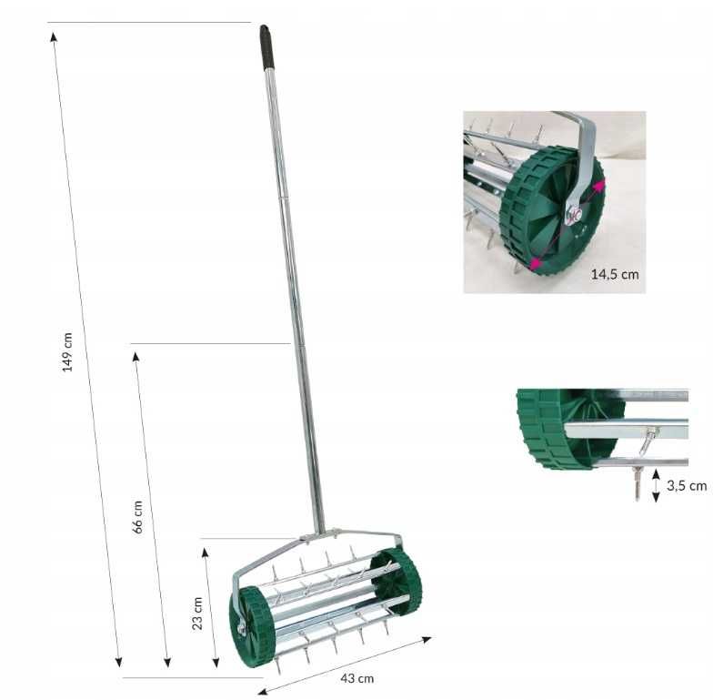 AERATOR WERTYKULATOR Do Trawy Ogrodu z Kolcami