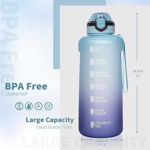 Sportowa butelka na wodę z tritanu 2l ze słomką i znacznikami czasu