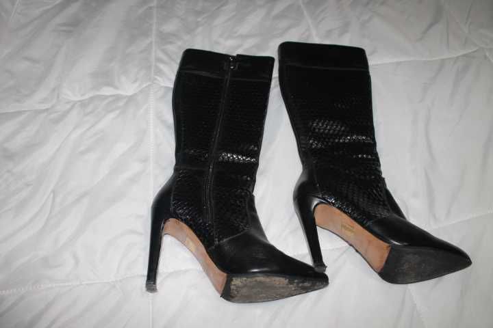 botas de cano alto em pele