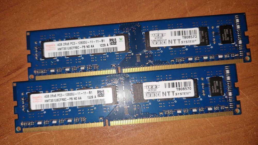 Pamięć RAM HYNIX 8GB (2x 4GB) PC3-12800U HMT351U6CFR8C-PB CL11 GWAR