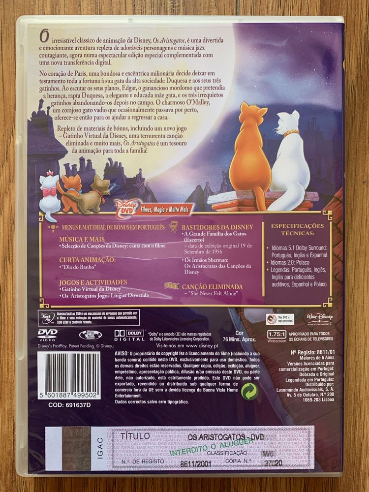 Os Aristogatos - Disney - Edição Especial - dvd
