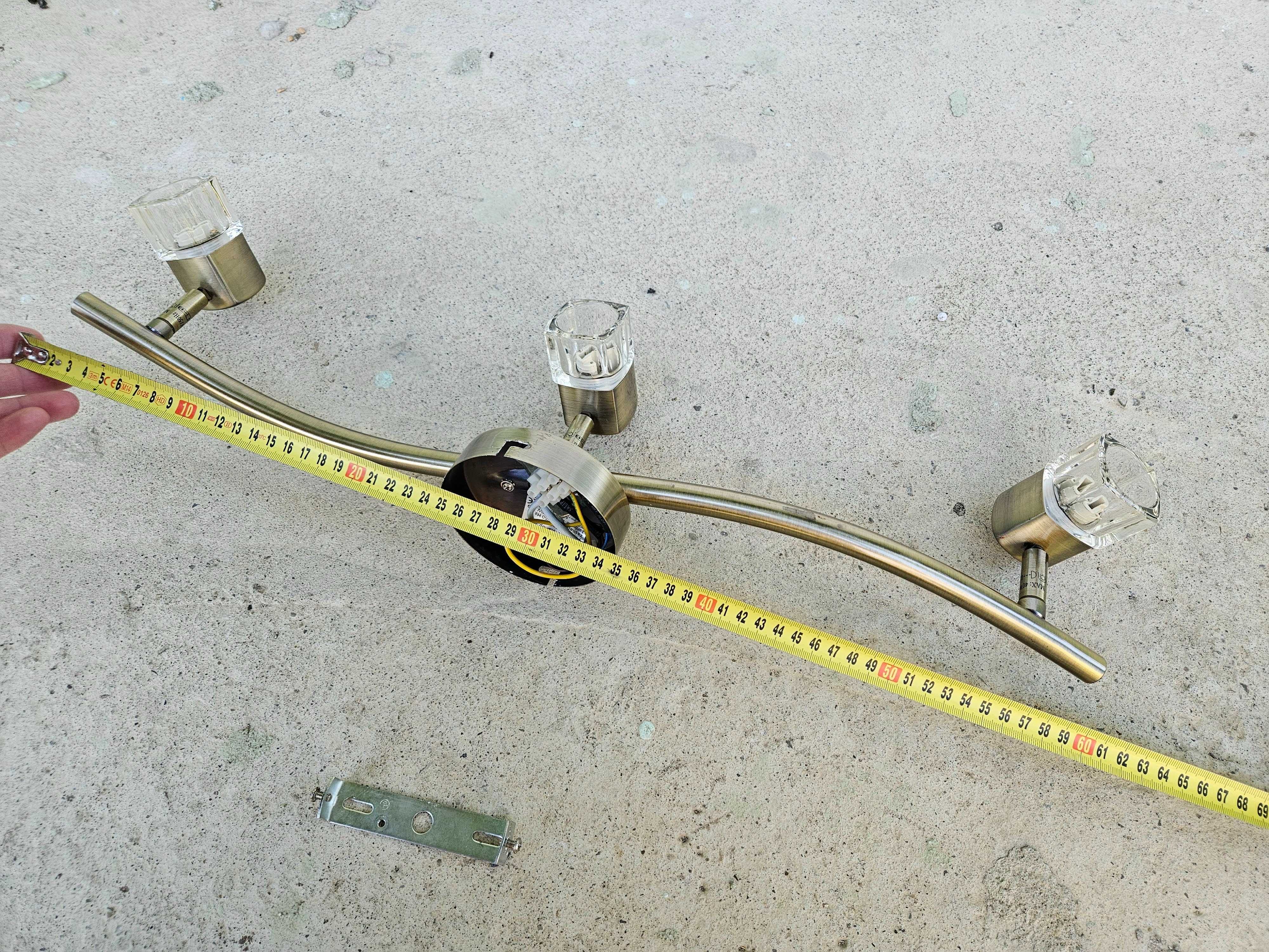 Kinkiet złoty 60cm długości 3 punkty świetlne żarówki G9