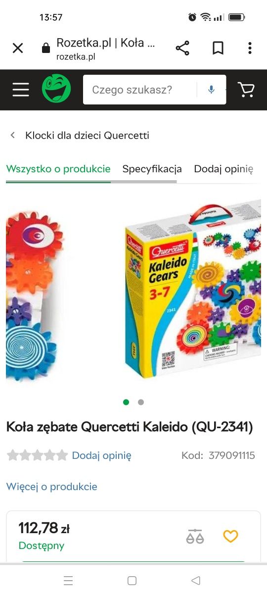 Koła zębate,gra logiczna od 3-7 lat