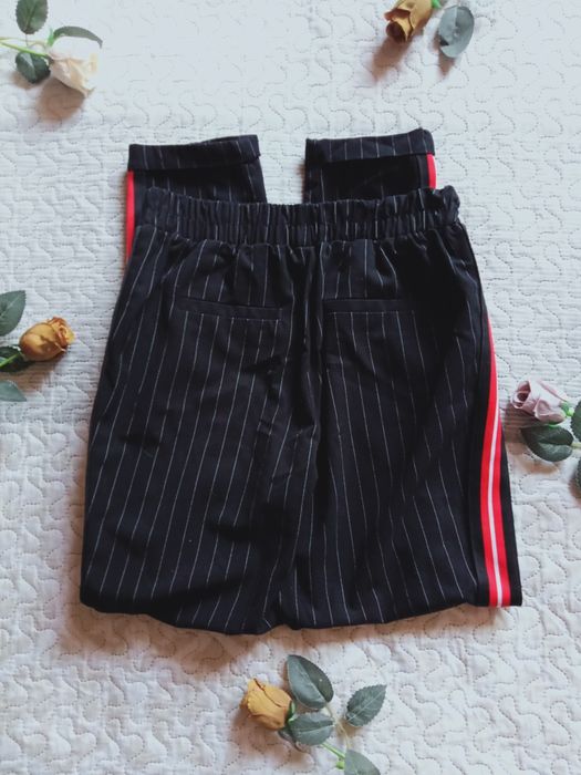 Spodnie chinosy w paski lampasy casual sport vintage S/36