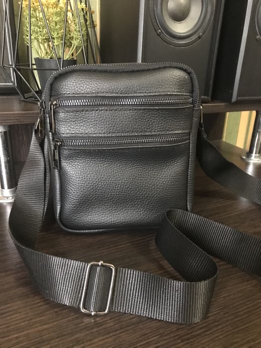 Кожаная барсетка , сумка из натуральной телячьей кожи