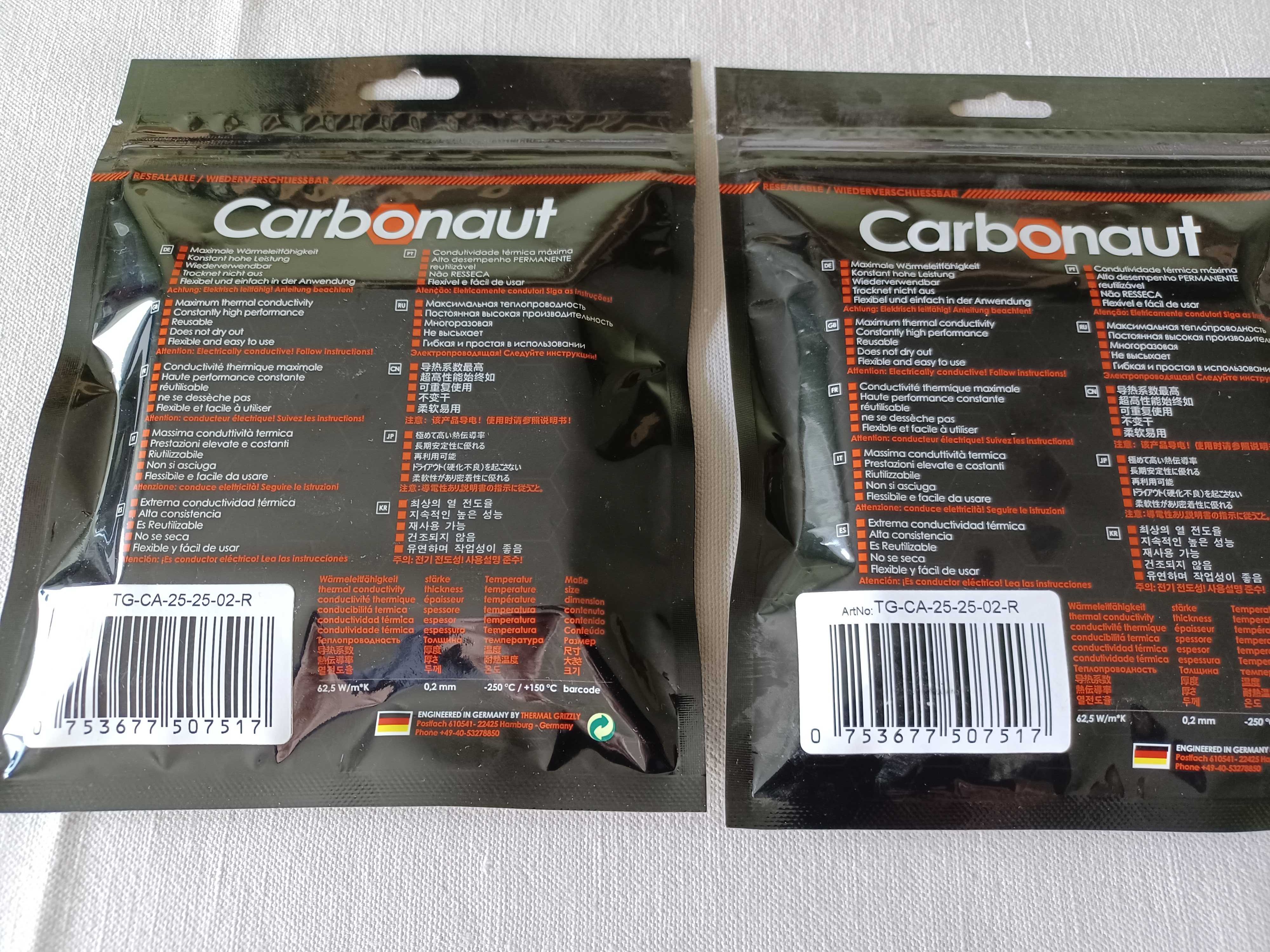 THERMAL GRIZZLY CARBONAUT 25x25 termopad, komplet 2 sztuki NOWE