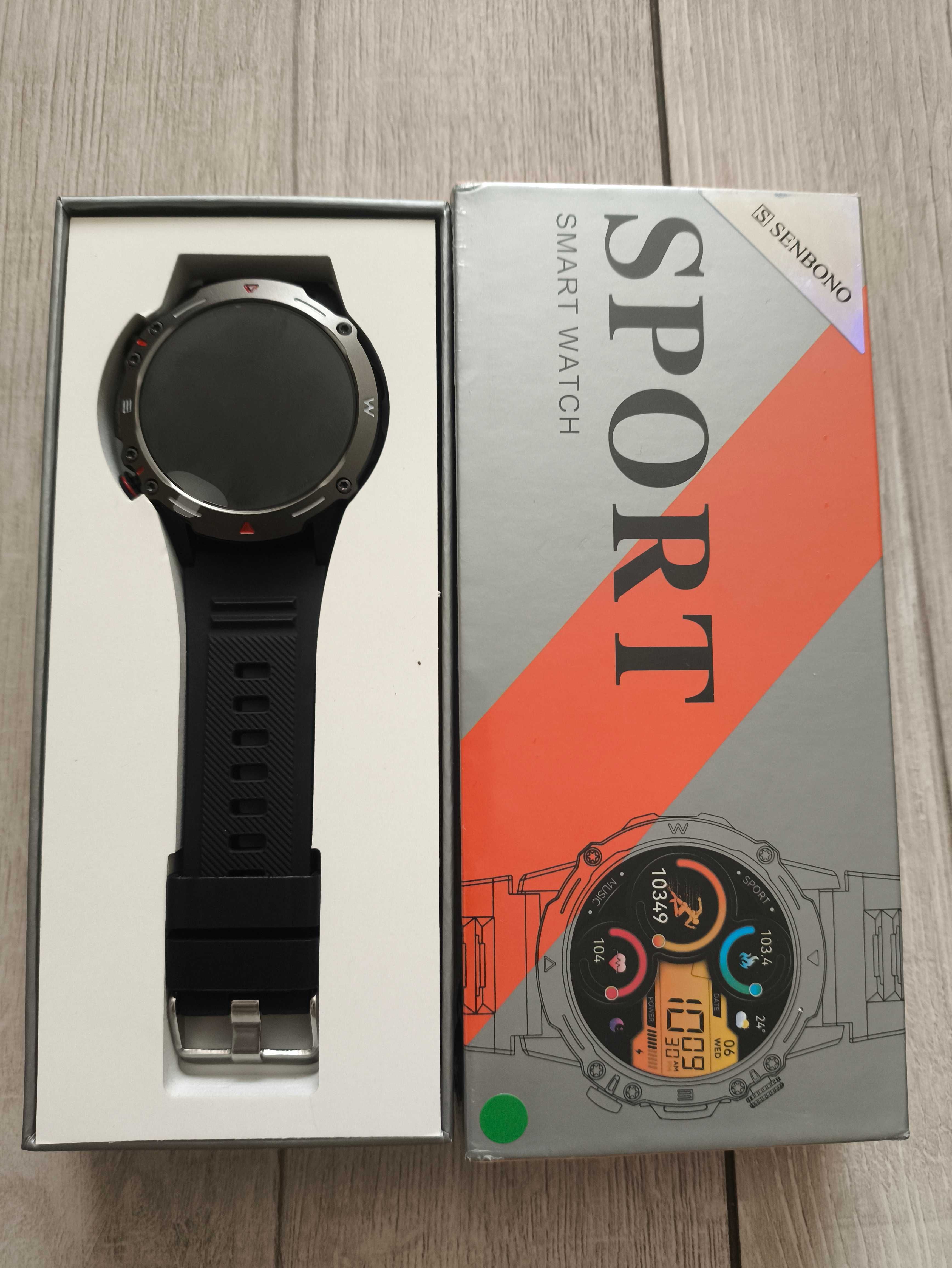 Смарт-часы Senbono, Black, Green, Bluetooth звонки, AMOLED, Ai Voice