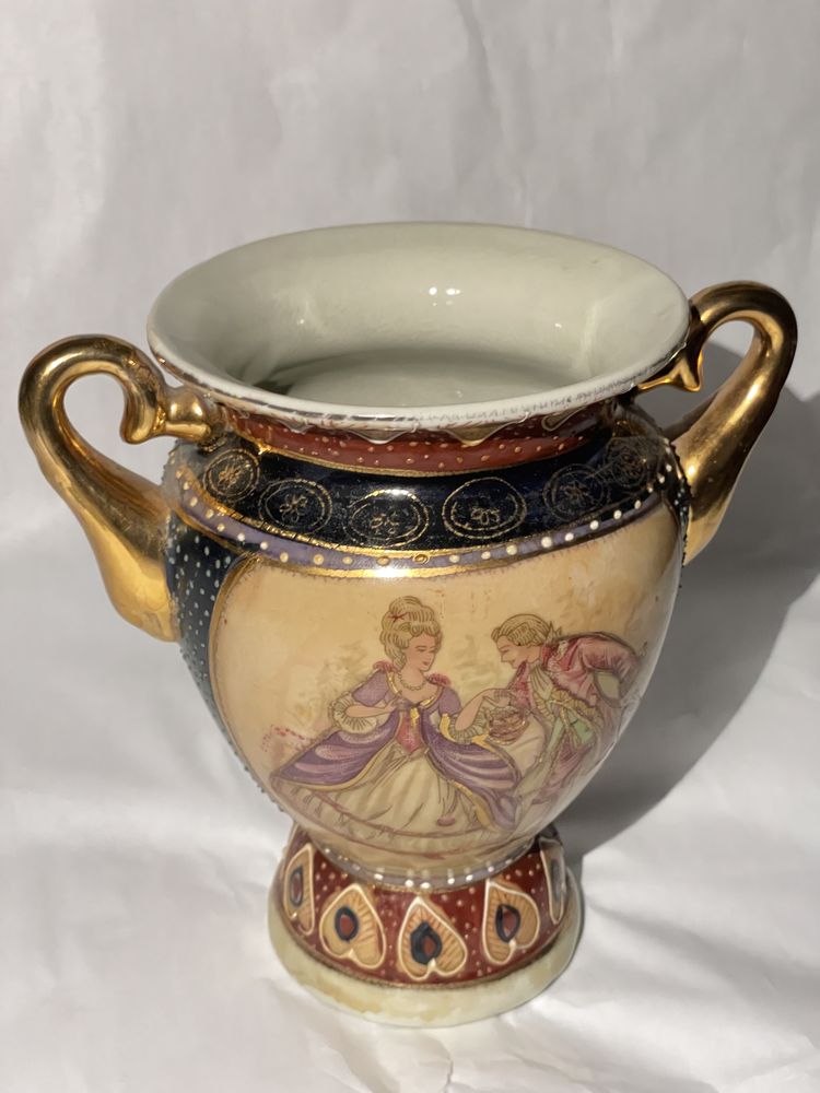 Vaso de cerâmica vintage pintado à mão