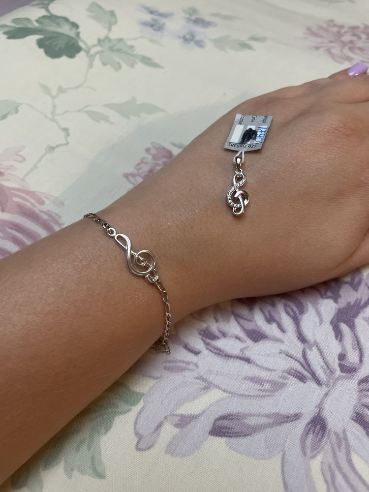 Zestaw bransoletka zawieszka srebrna Swarovski srebro biżuteria